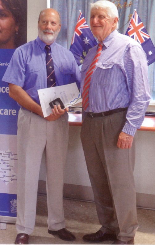  Dr Balston receiving Achievement Award on Australia Day(2014)